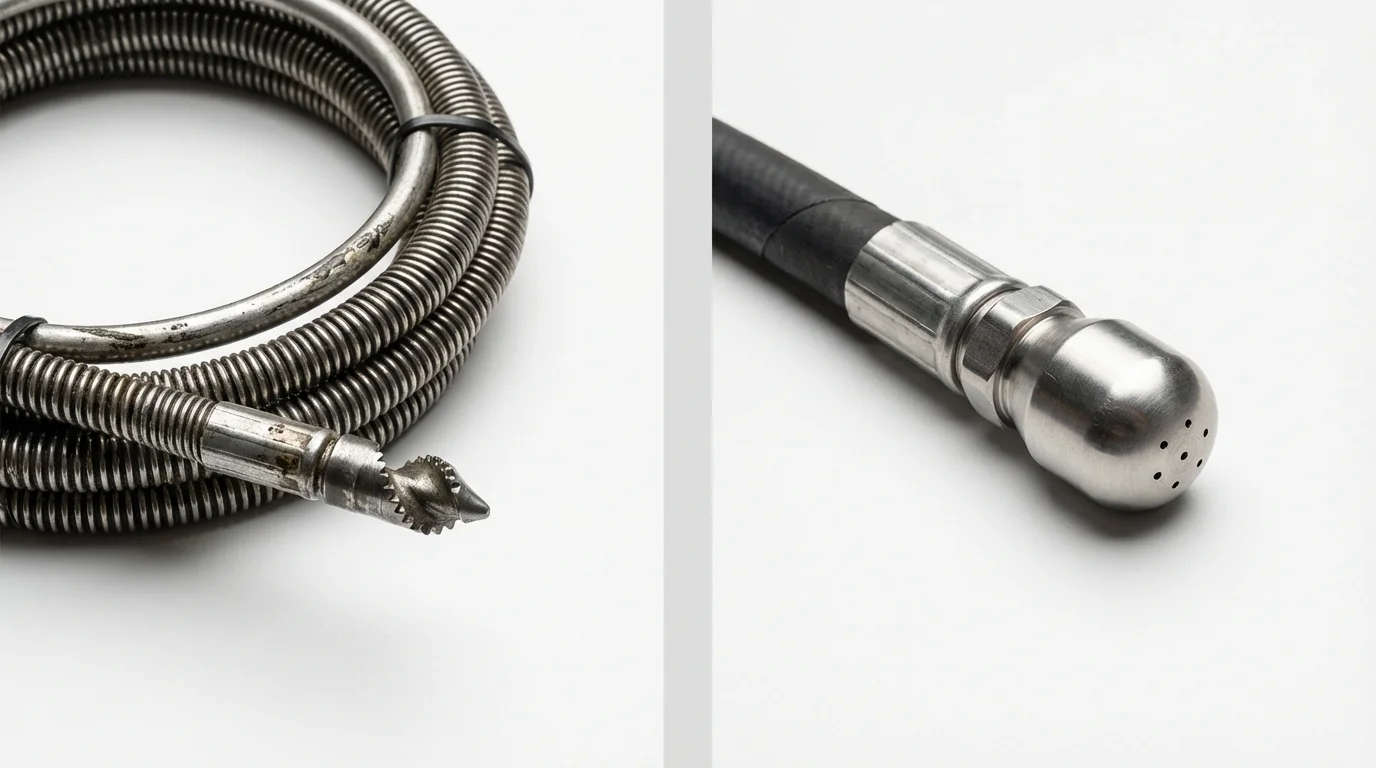 Drain snake cable and hydro jetting nozzle used for drain cleaning in Camp Verde, AZ
