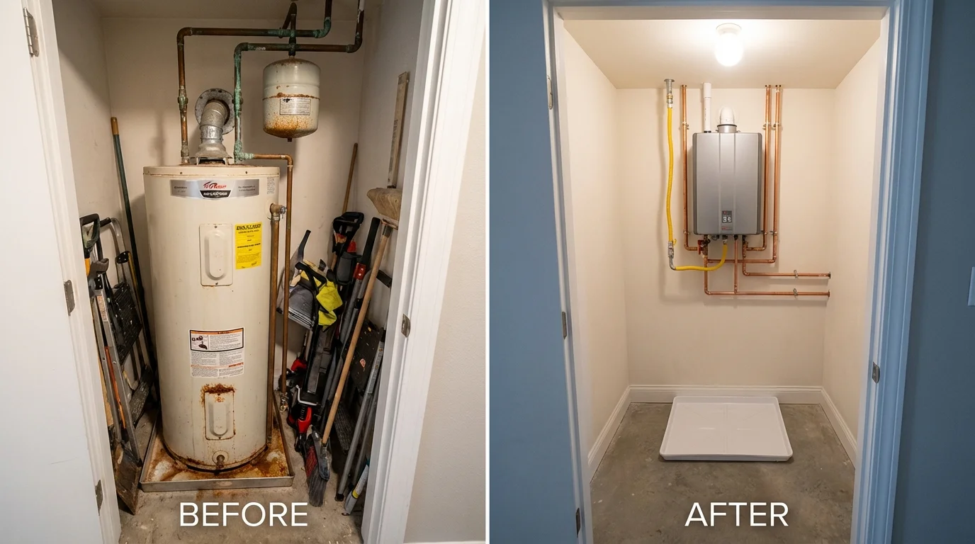 Tank water heater versus wall-mounted tankless unit comparison for Camp Verde, AZ homeowners